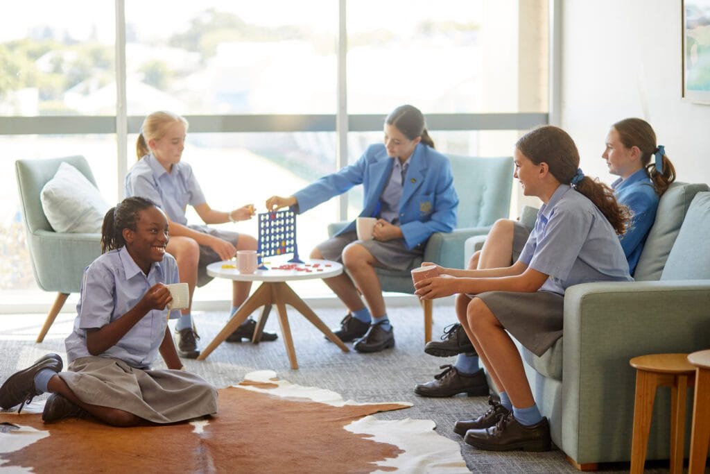 22030_2836 - St Hilda's Anglican School For Girls Student's of St Hilda's female boarding school playing games on the Perth campus boarding house in a private school uniform