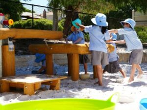 PP Water Playground 3 - St Hilda's Anglican School For Girls Students engaging in water play with new water playground
