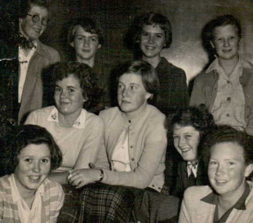 1950 Boarders - on staircase watching the Year 12s arrive at the School Ball - St Hilda's Anglican School For Girls