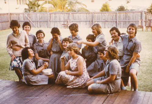 1961 Boarders on Veranda of Mitchell House Marian Lawries 15th Birthday - St Hilda's Anglican School For Girls