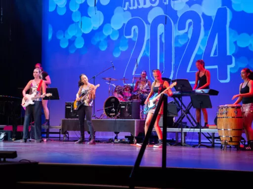 Senior rock band performing at Arts Festival as part of private school music program